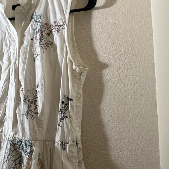 J Crew Madison Embellished Embroidered Cotton Poplin Midi Dress, White, Size 0 - Picture 5 of 7